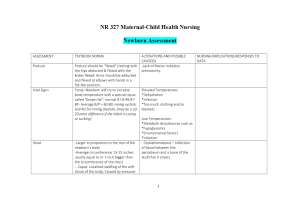 NR 327 Week 1 NewBorn Assessment Worksheet