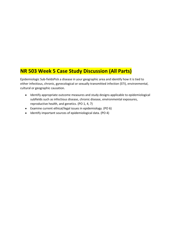 NR 503 Week 5 Case Study Discussion ►