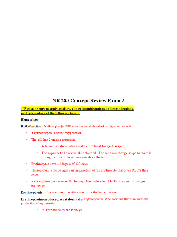 NR 283 Exam 3 Concept Review