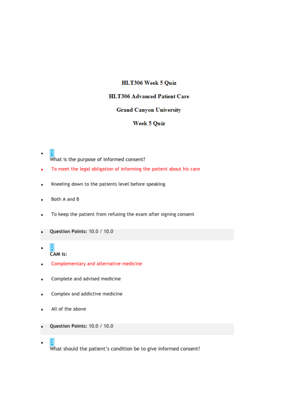 HLT 306V Topic 5 Quiz