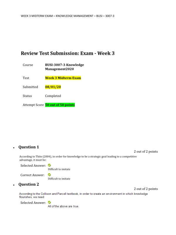 BUSI 3007-3: Week 3 Midterm: 50 out of 50 Points