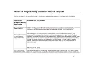 NURS 6050 Module 5 Portfolio Assignment; Assessing a Healthcare Program-Policy Evaluation