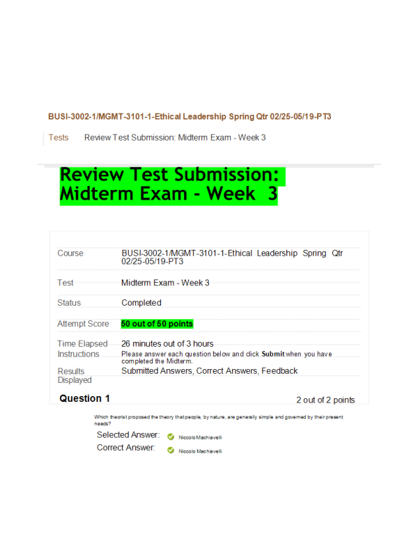 BUSI-3002-1, MGMT-3101-1; Week 3 Midterm (50 out of 50 Points; Spring Quarter)