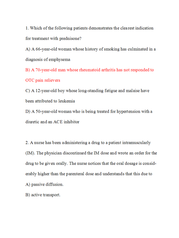 NURS 6521D-6, NURS-6521F-6, NURS-6521N-6-Advanced Pharmacology; Exam - Week 7 Midterm (Correct Solutions)