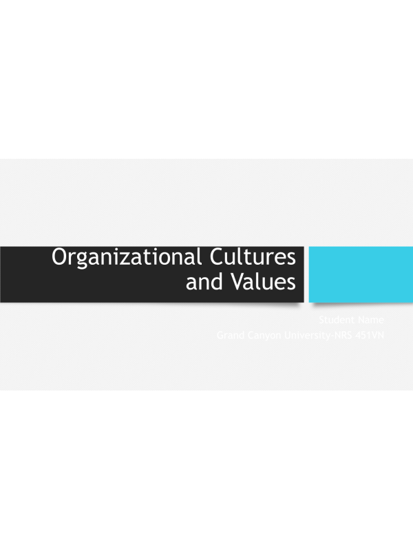 NRS 451VN Topic 4 Assignment; Organizational Culture and Values - PowerPoint Presentation