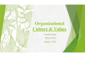 NRS 451VN Topic 4 Assignment; Organizational Culture and Values - PowerPoint Presentation