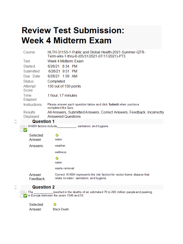HLTH 3115S-1, Week 4 Midterm Exam