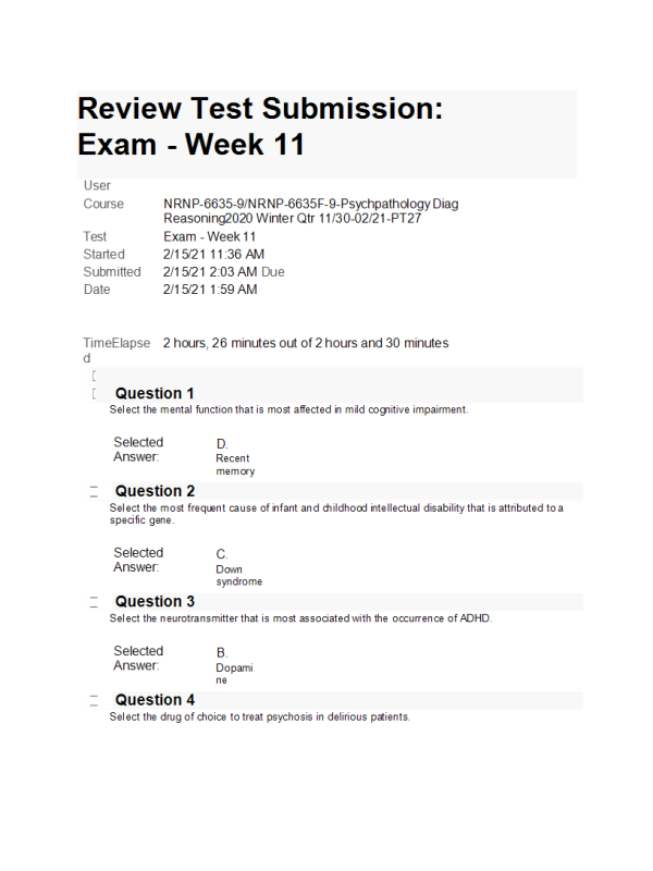 NRNP 6635 Week 11 Final Exam