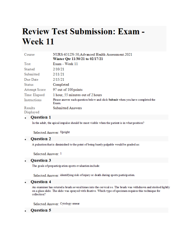 NURS 6512N-50, Week 11 Final Exam