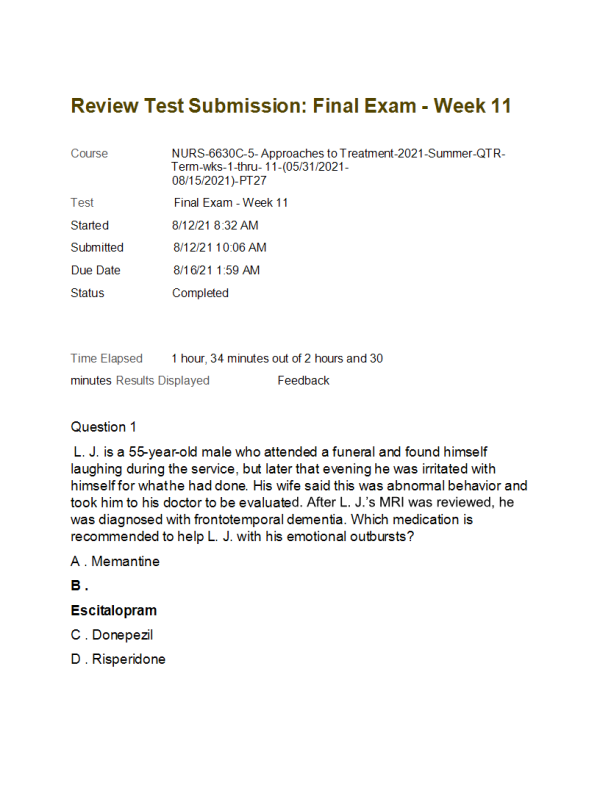 NURS 6630C-5, Week 11 Final Exam