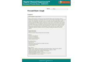 NURS 6512 Week 5 Digital Clinical Experience (DCE); Focused Exam; Cough