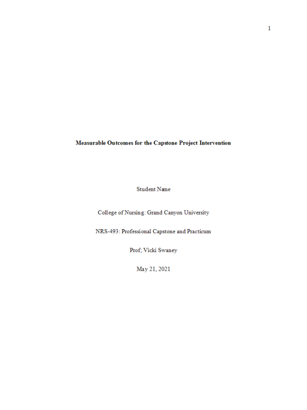 NRS 493 Topic 4 Assignment; Capstone Change Project Outcomes