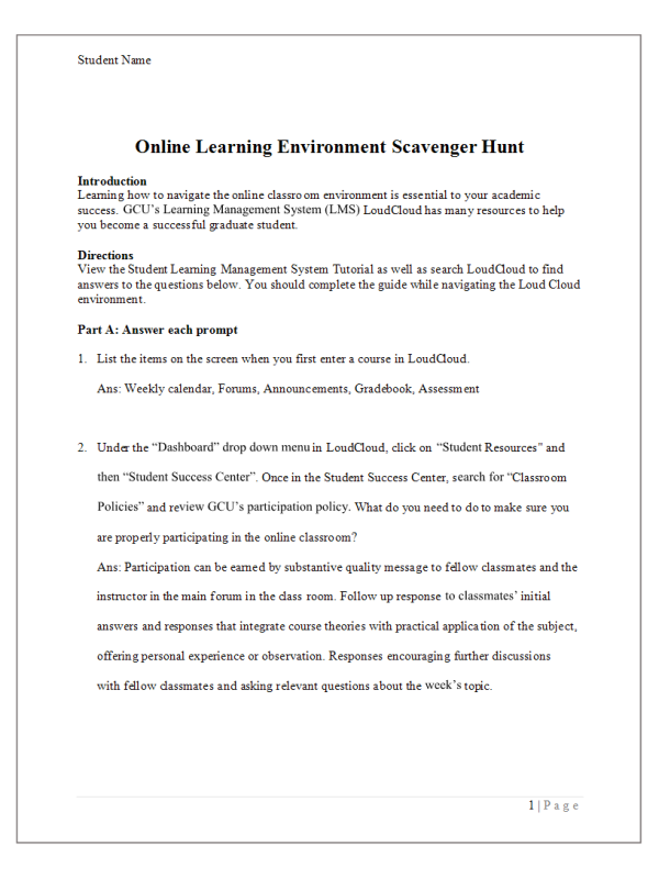 NUR 513 Topic 1 Assignment; Navigating the Online Environment Scavenger Hunt