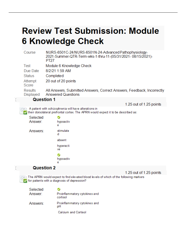NURS-6501C-24, NURS-6501N-24 Module 6 Knowledge Check