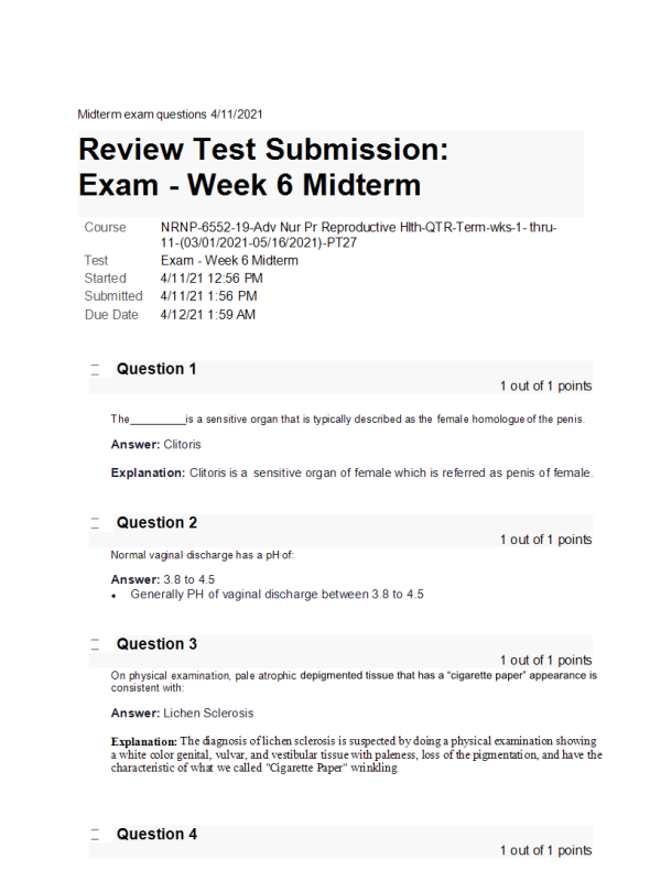 NRNP 6552 Week 6 Midterm