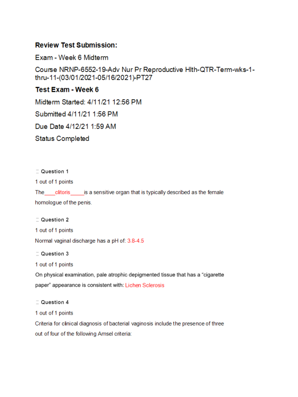 NRNP 6552 Week 6 Midterm Solutions