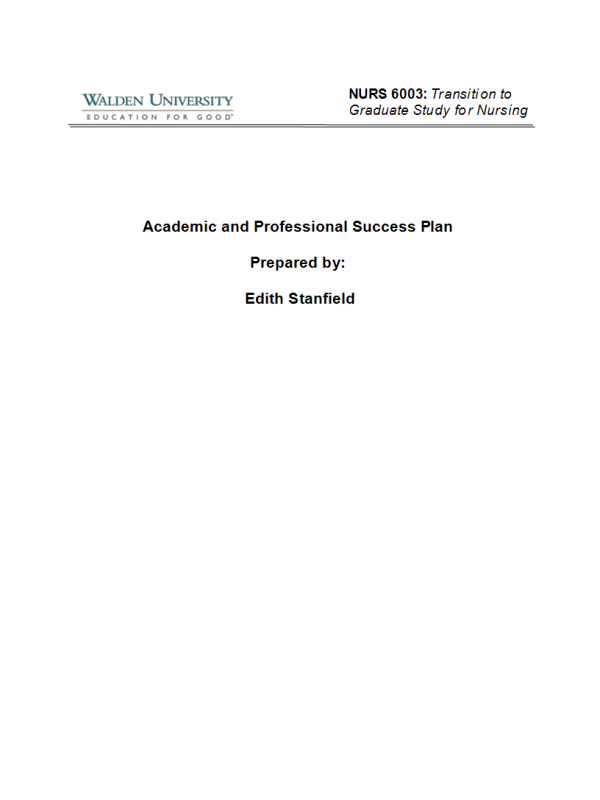 NURS 6003 Week 3 (Module 2) Assignment; Academic Success and Professional Development Plan Part 2; Academic Resources and Strategies