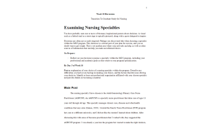 NURS 6003 Week 10 DiscussionExamining Nursing Specialties