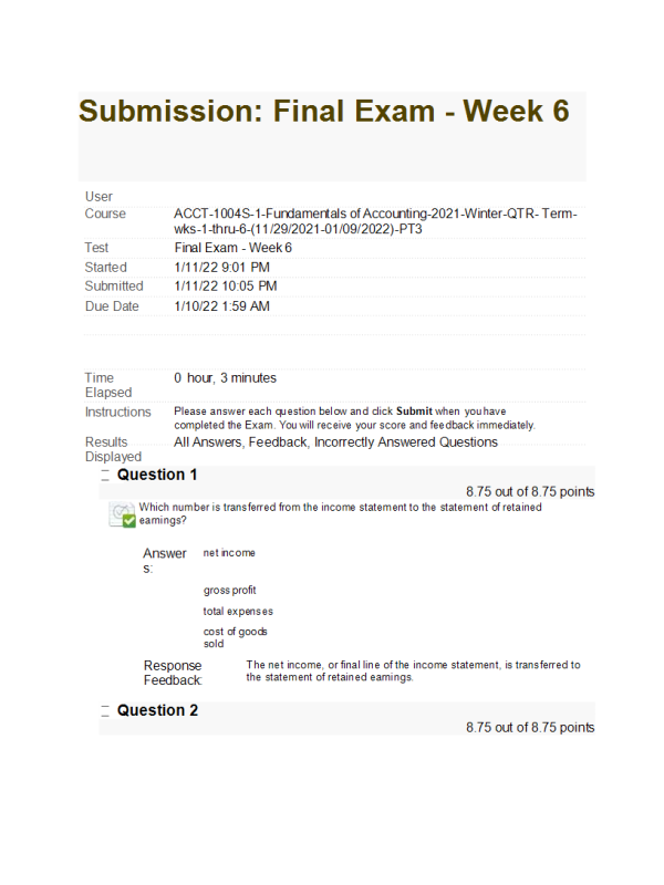 ACCT 1004S-1, Week 6 Final Exam