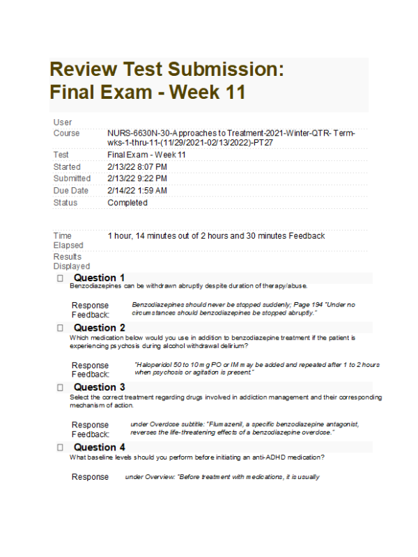NURS 6630N-30, Week 11 Final Exam