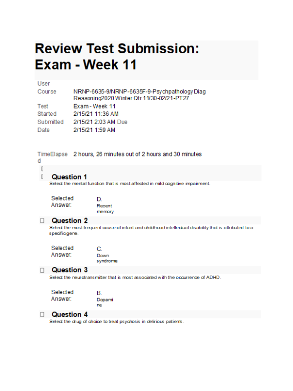NRNP 6635 Week 11 Final Exam