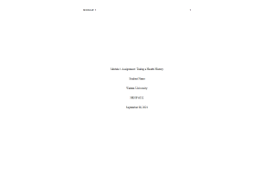 NRNP 6552 Week 1 Assignment; Taking a Health History; Building a Health History; Asking Difficult Questions