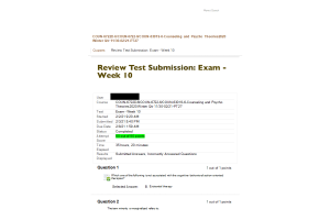 COUN 6722D-6, COUN 6722-6, COUN 6301S-6, Counseling and Psycho Theories Week 10 Final Exam (100% Correct)