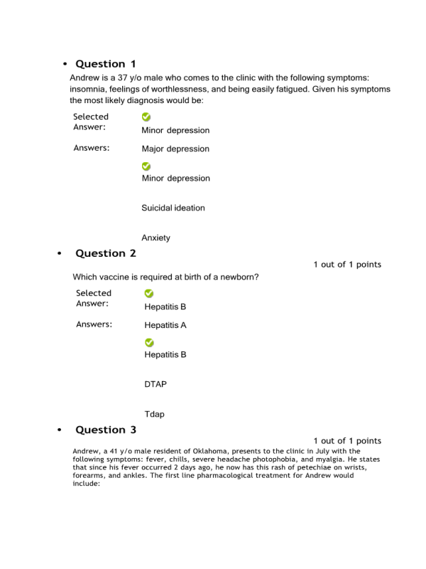 NRNP 6568 Week 7 Comprehensive Practice Questions (All Correct)