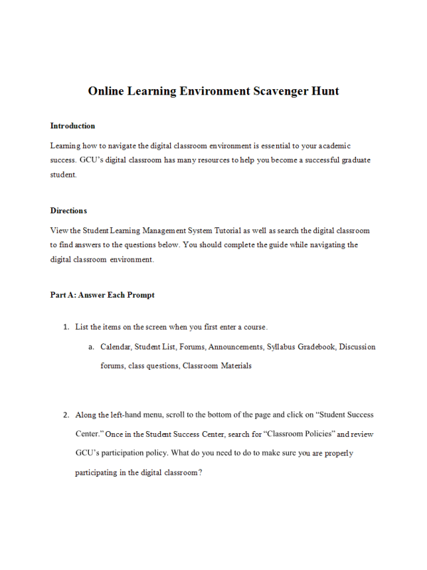 NUR 513 Topic 1 Assignment; Navigating the Online Environment Scavenger Hunt