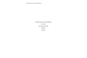 PHI 413V Topic 5 Assignment; Benchmark - Patient s Spiritual Needs Assessment and Reflection