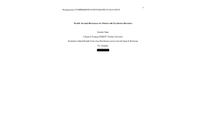 PRAC 6675 Week 9 Assignment; Ground Discussion of a Patient with Psychiatric Disorders