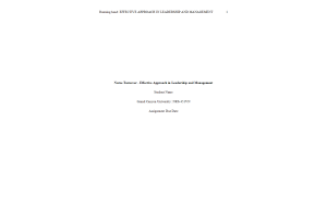 NRS 451VN Topic 2 Assignment; Benchmark - Effective Approaches in Leadership and Management - Nurse Turnover