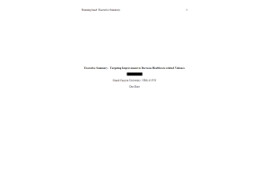 NRS 451VN Topic 3 Assignment; Executive Summary- Targeting Improvement to Decrease Healthcare related Violence