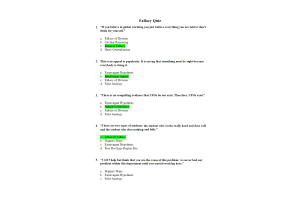 PHI 105 Topic 4 Quiz; Fallacies in Everyday Life Quiz