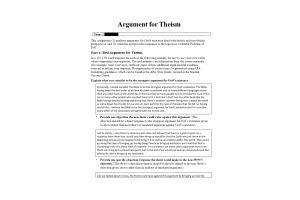 PHI 103 Week 6, Topic 3 Assessment; Best Argument for Theism