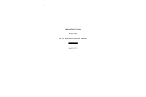 PHI 103 Week 14, Topic 7 Assessment; Applying Ethical Systems