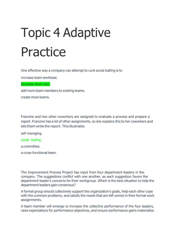 MGT 420 Topic 4 - Adaptive Practice