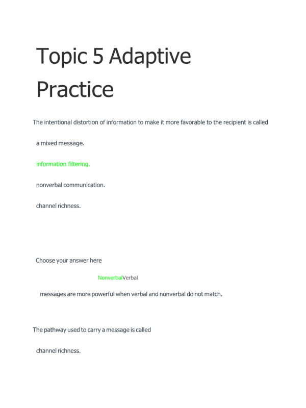 MGT 420 Topic 5 - Adaptive Practice