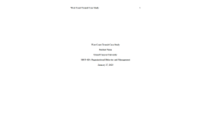 MGT 420 Topic 5 Assignment; West Coast Transit Case Study - ONLINE