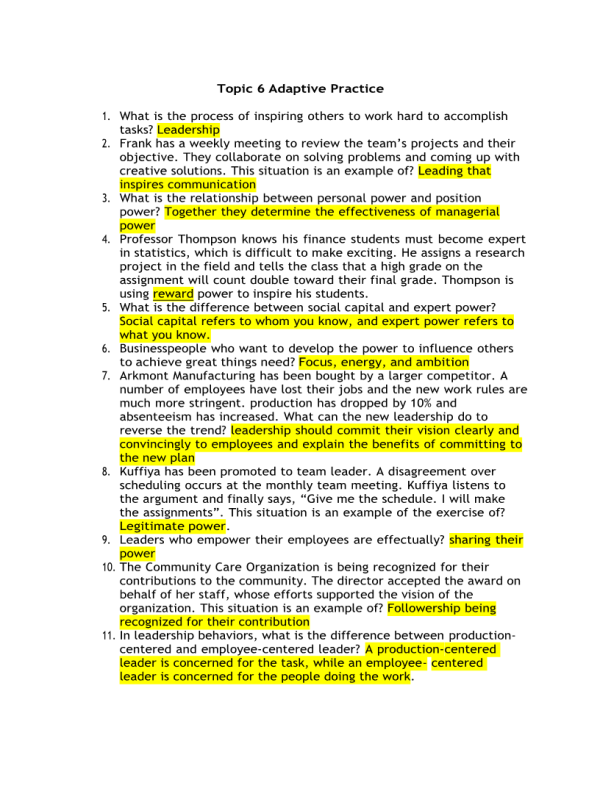 MGT 420 Topic 6 - Adaptive Practice