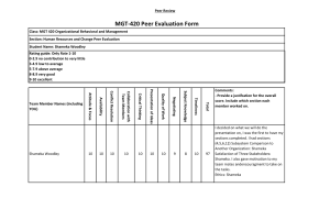 MGT 420 Topic 7 Assignment; Human Resources and Change Peer Evaluation