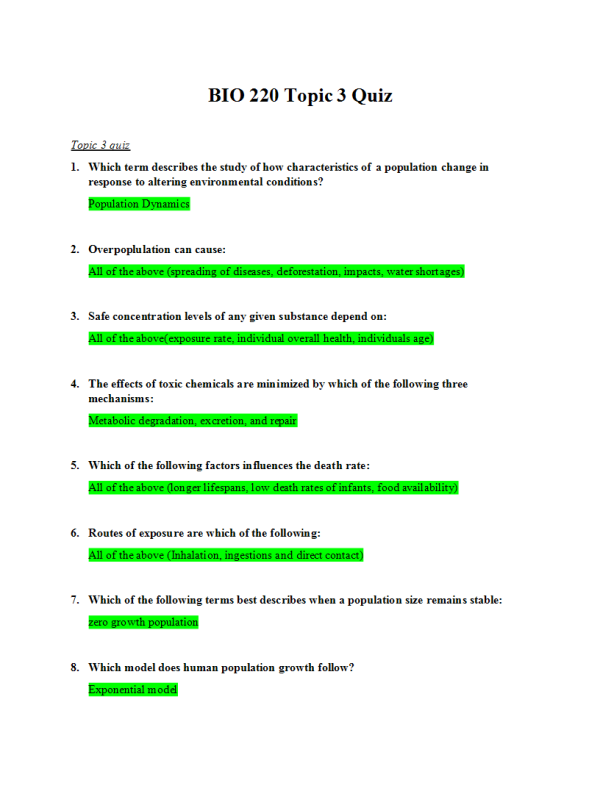 BIO 220 Topic 3 Quiz