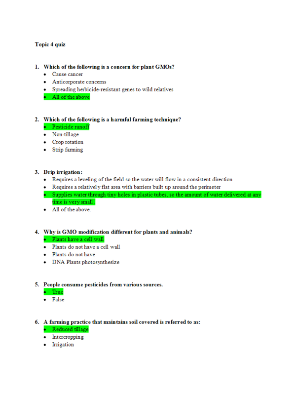 BIO 220 Topic 4 Quiz