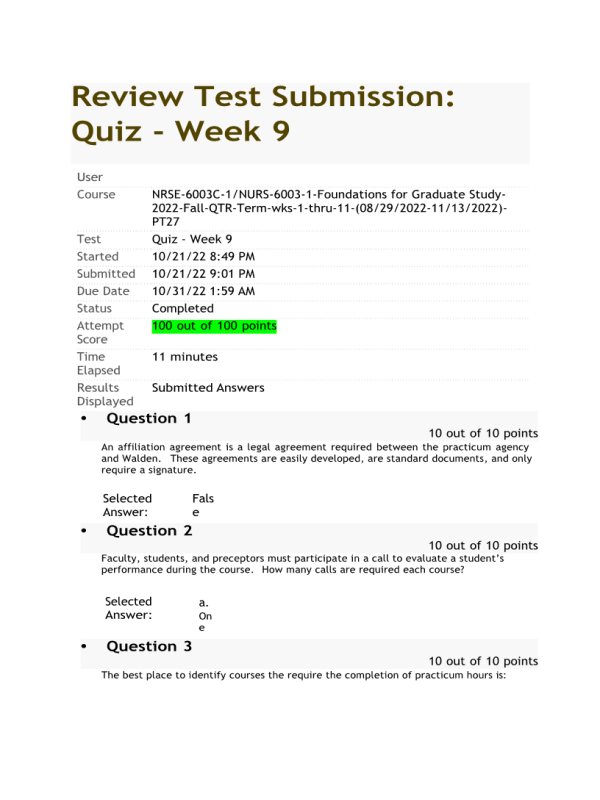 NRSE 6003C-1, NURS-6003-1 Foundations For Graduate Study Week 9 Final ...