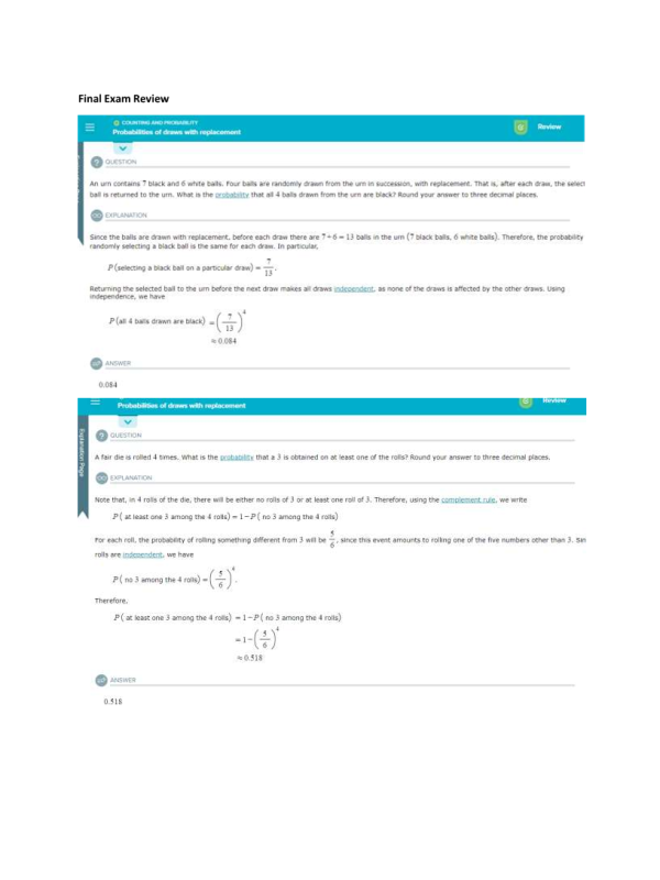 MAT 144 Topic 7 Final Review