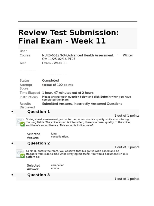 NURS 6512N-34 Week 11 Final Exam