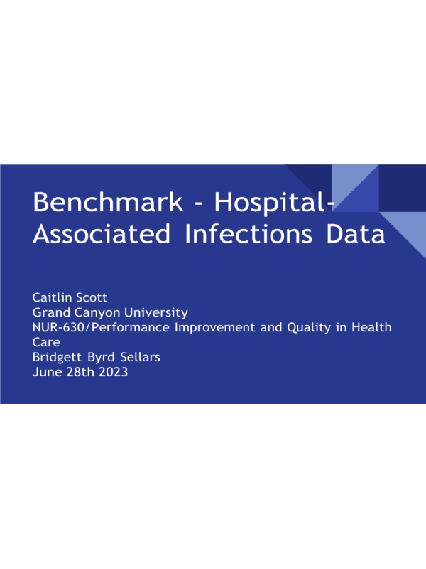 NUR 630 Topic 7 Assignment; Benchmark - Hospital-Associated Infections Data