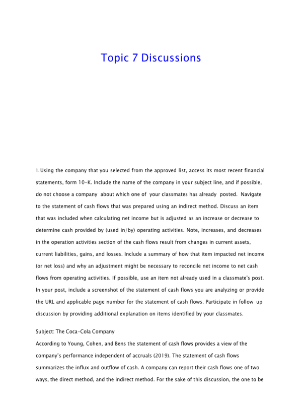 ACC 502 Topic 7 Discussion QuestionsDQ 1 , DQ 2