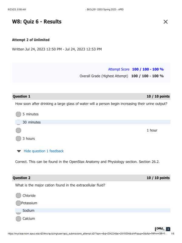 BIOL251 W8 Quiz 6 - Results