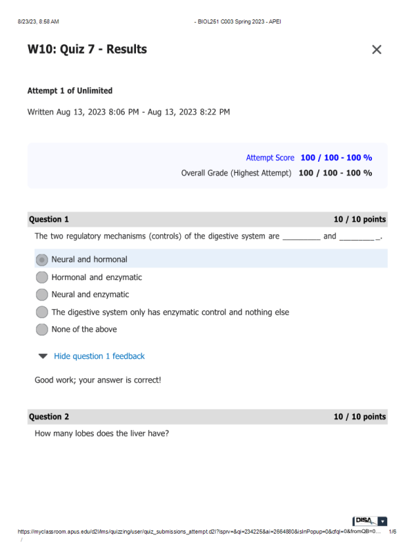 BIOL251 W10 Quiz 7 - Results